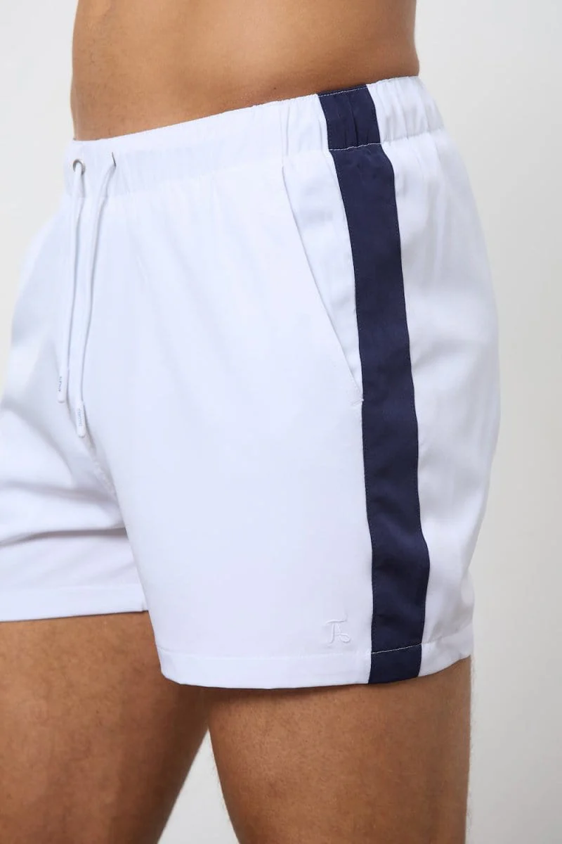 Bold Side Stripe Swim Short in White - Image 3