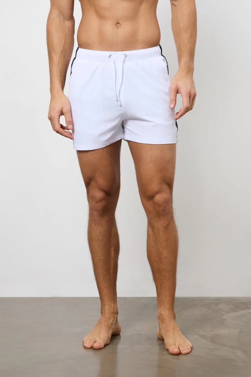 Bold Side Stripe Swim Short in White - Image 4