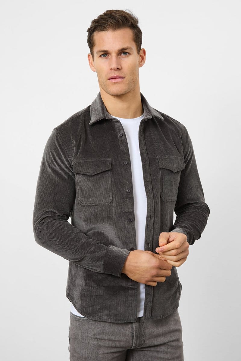 Cord Overshirt in Charcoal - Image 5