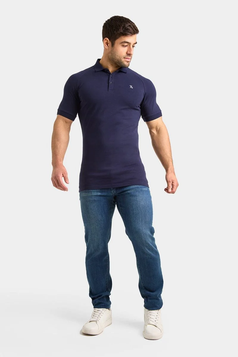 Muscle Fit Polo Shirt in True Navy - Image 4