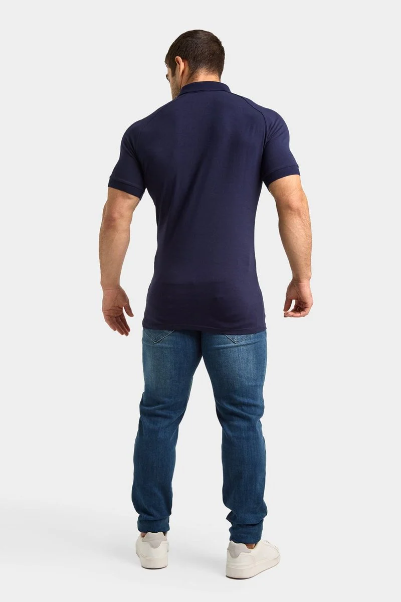 Muscle Fit Polo Shirt in True Navy - Image 7