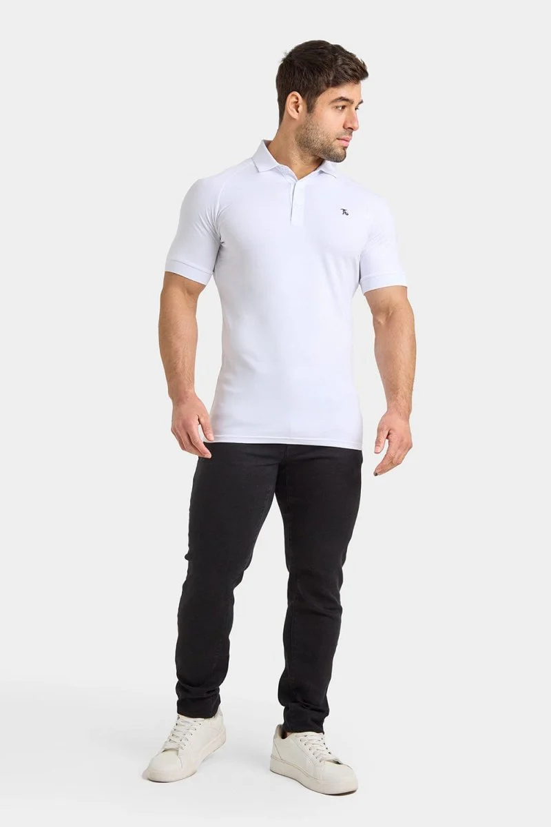 Muscle Fit Polo Shirt in White - Image 3