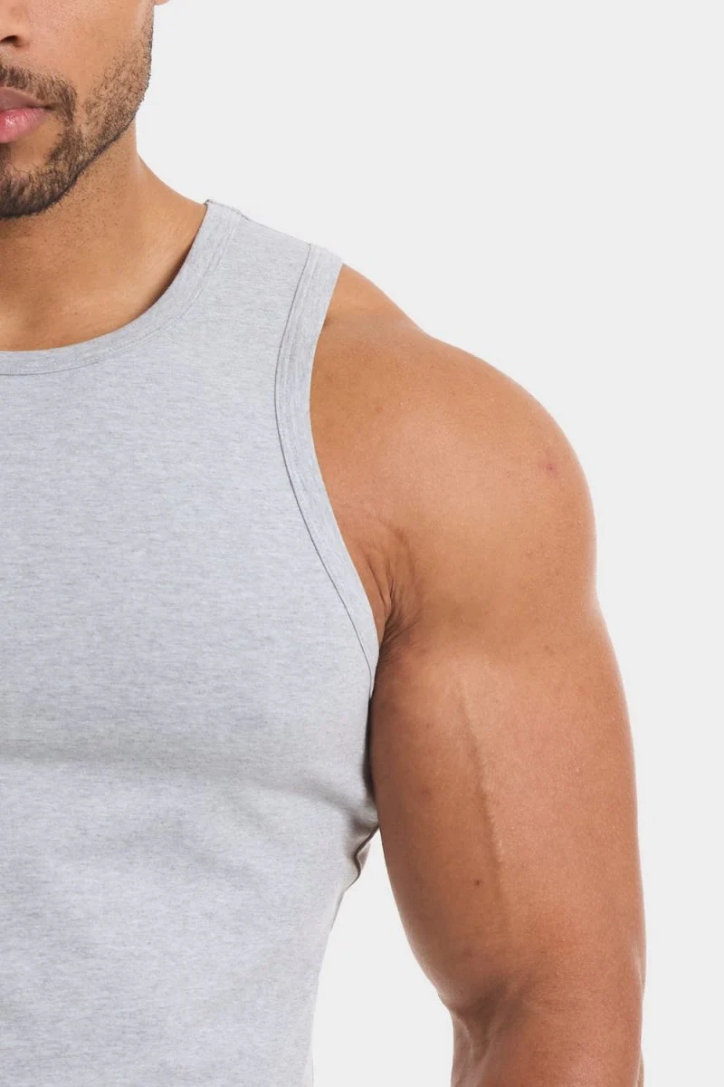 Muscle Fit Vest in Grey Marl - Image 3