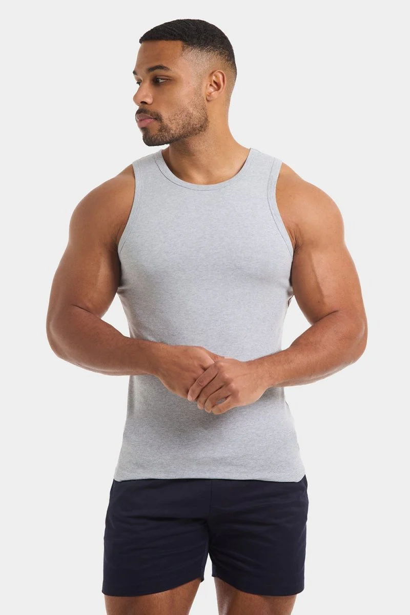 Muscle Fit Vest in Grey Marl - Image 4