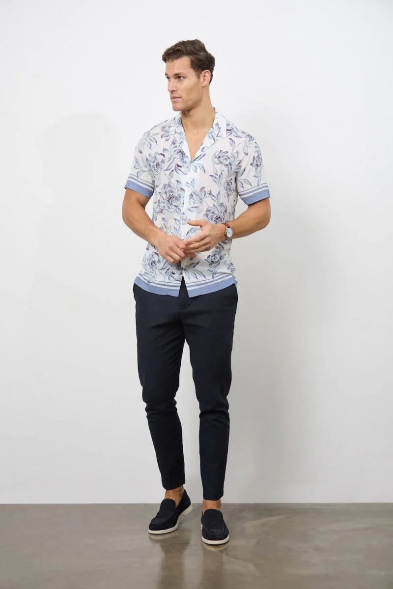 Printed Shirt in Blue Floral - Image 5