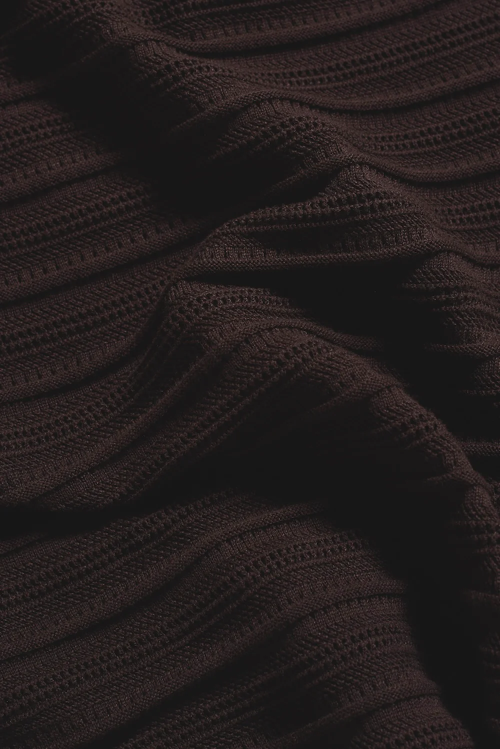 Horizontal Stripe Cotton Knitted Polo Shirt in Chocolate - Image 7