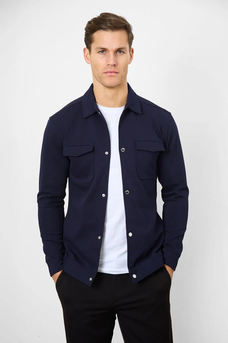 Jersey Shacket in Navy - Image 4