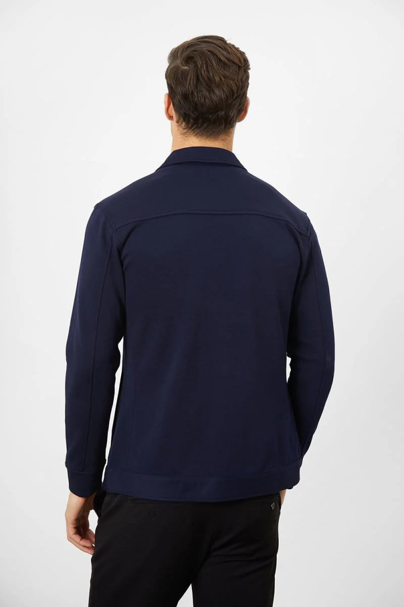 Jersey Shacket in Navy - Image 7