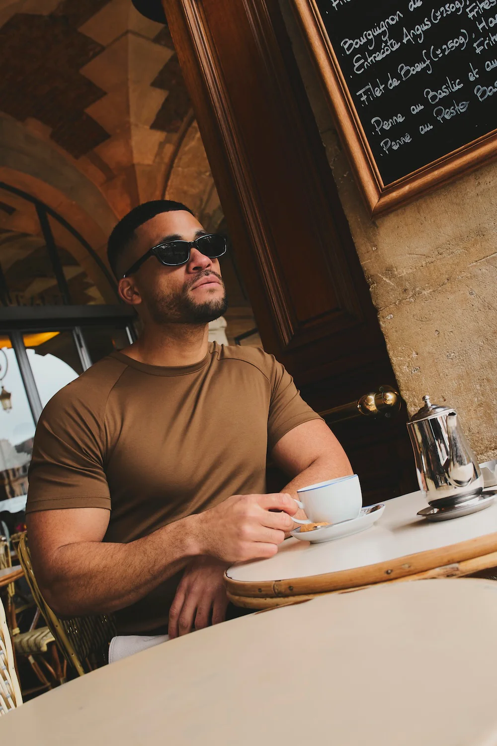 Mercerised Cotton T-Shirt in Chestnut - Image 3