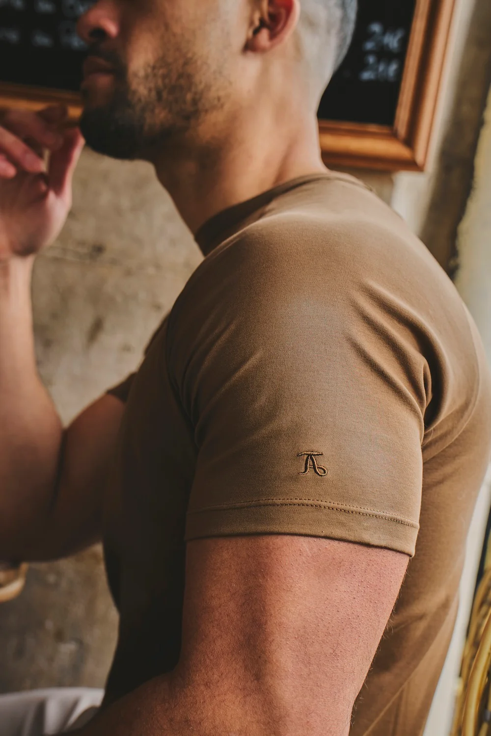 Mercerised Cotton T-Shirt in Chestnut - Image 4