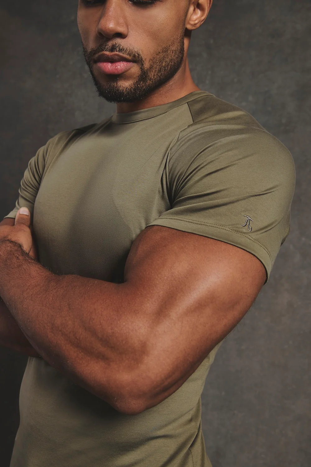 Mercerised Cotton T-Shirt in Khaki - Image 3