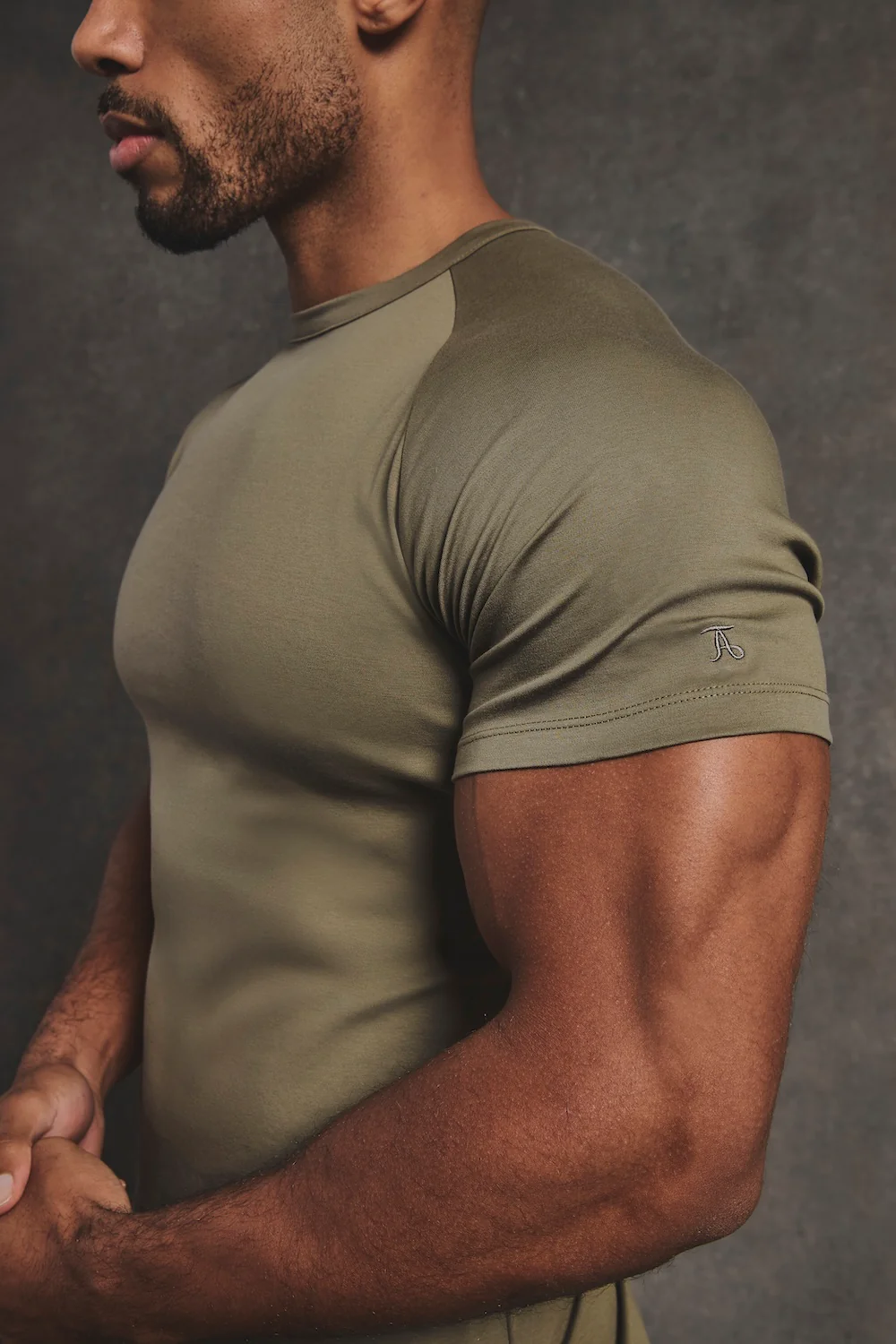 Mercerised Cotton T-Shirt in Khaki - Image 4