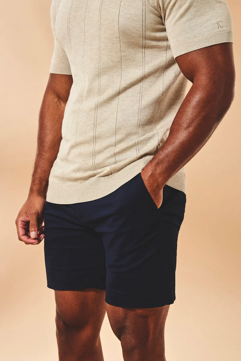 Muscle Fit Stretch Chino Shorts in Navy - Image 6