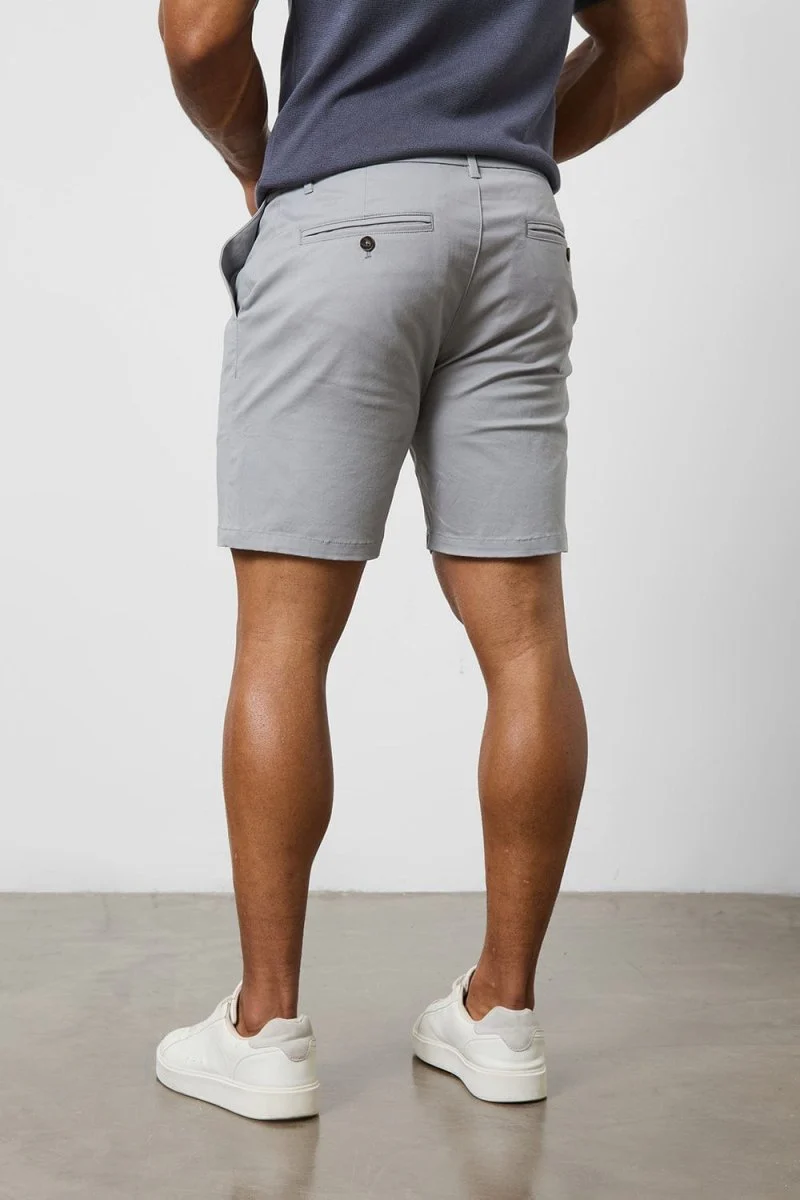 Muscle Fit Stretch Chino Shorts in Pale Grey - Image 7