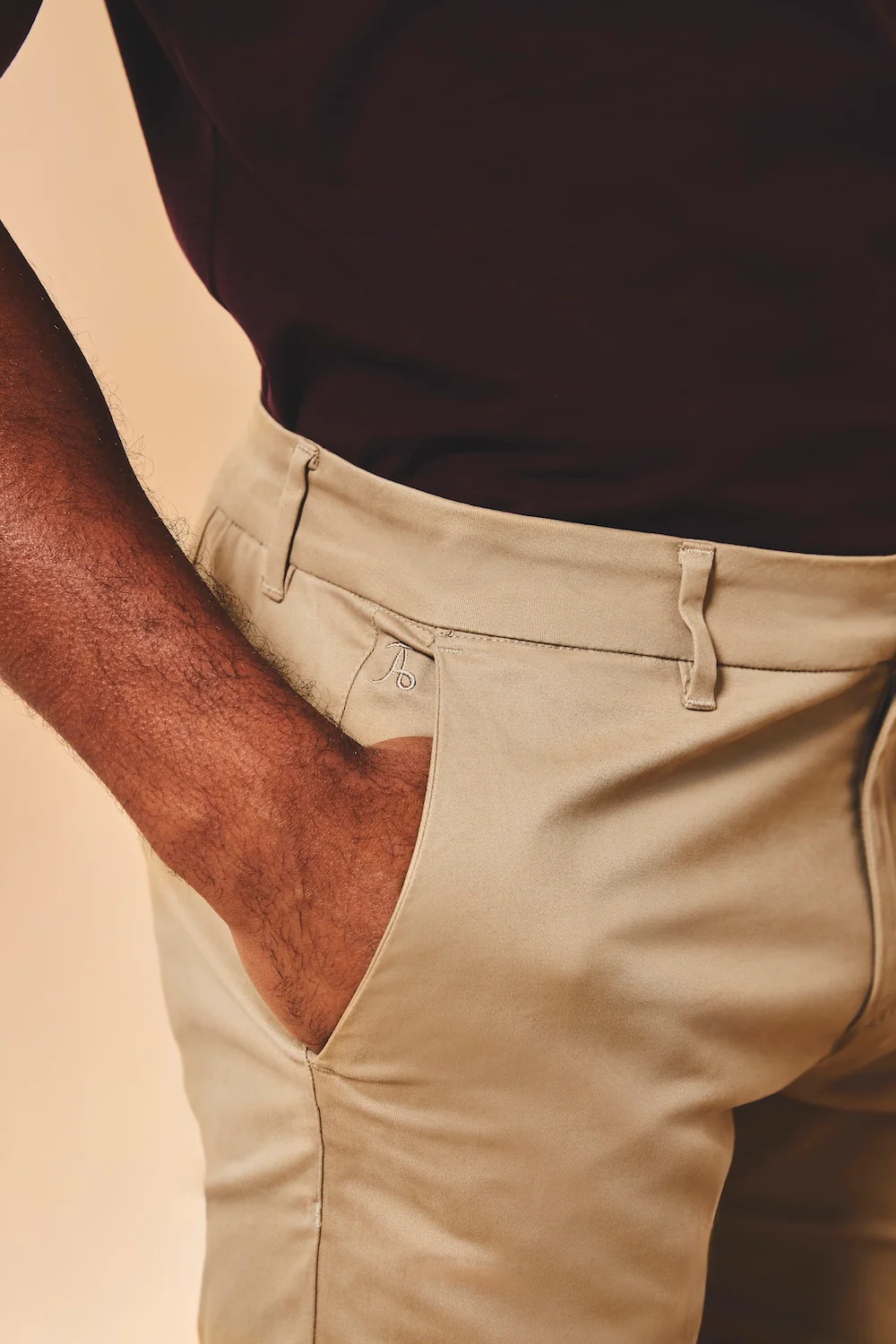 Muscle Fit Stretch Chino Shorts in Stone - Image 3