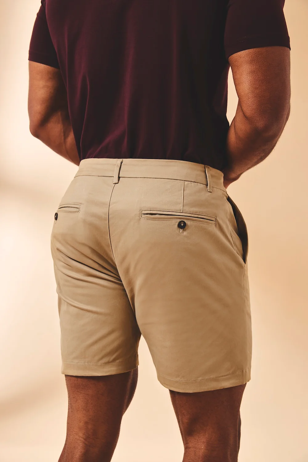Muscle Fit Stretch Chino Shorts in Stone - Image 5