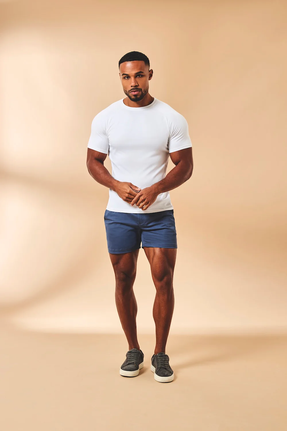 Muscle Fit Stretch Chino Shorts - Shorter Length in Airforce - Image 3