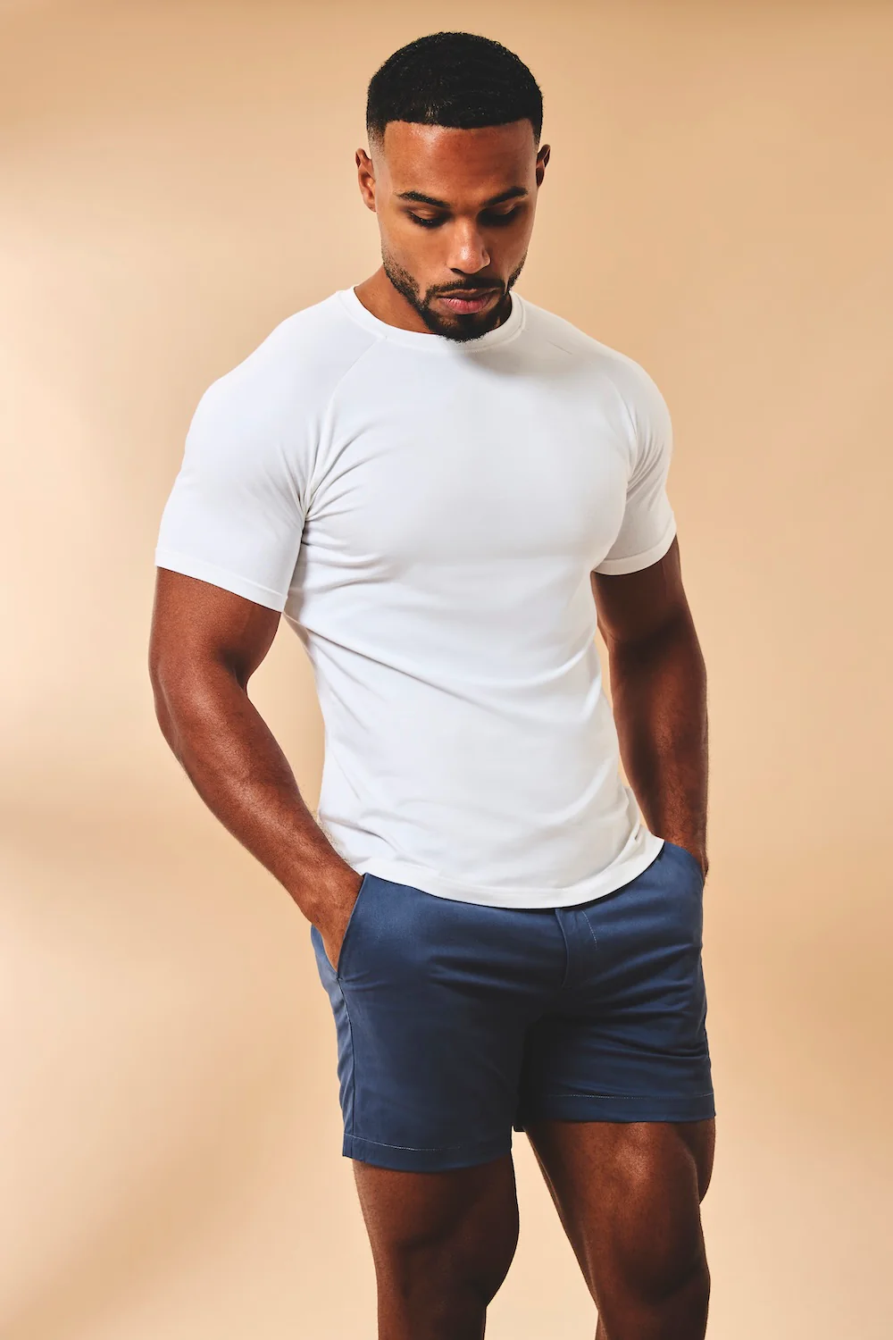 Muscle Fit Stretch Chino Shorts - Shorter Length in Airforce - Image 5