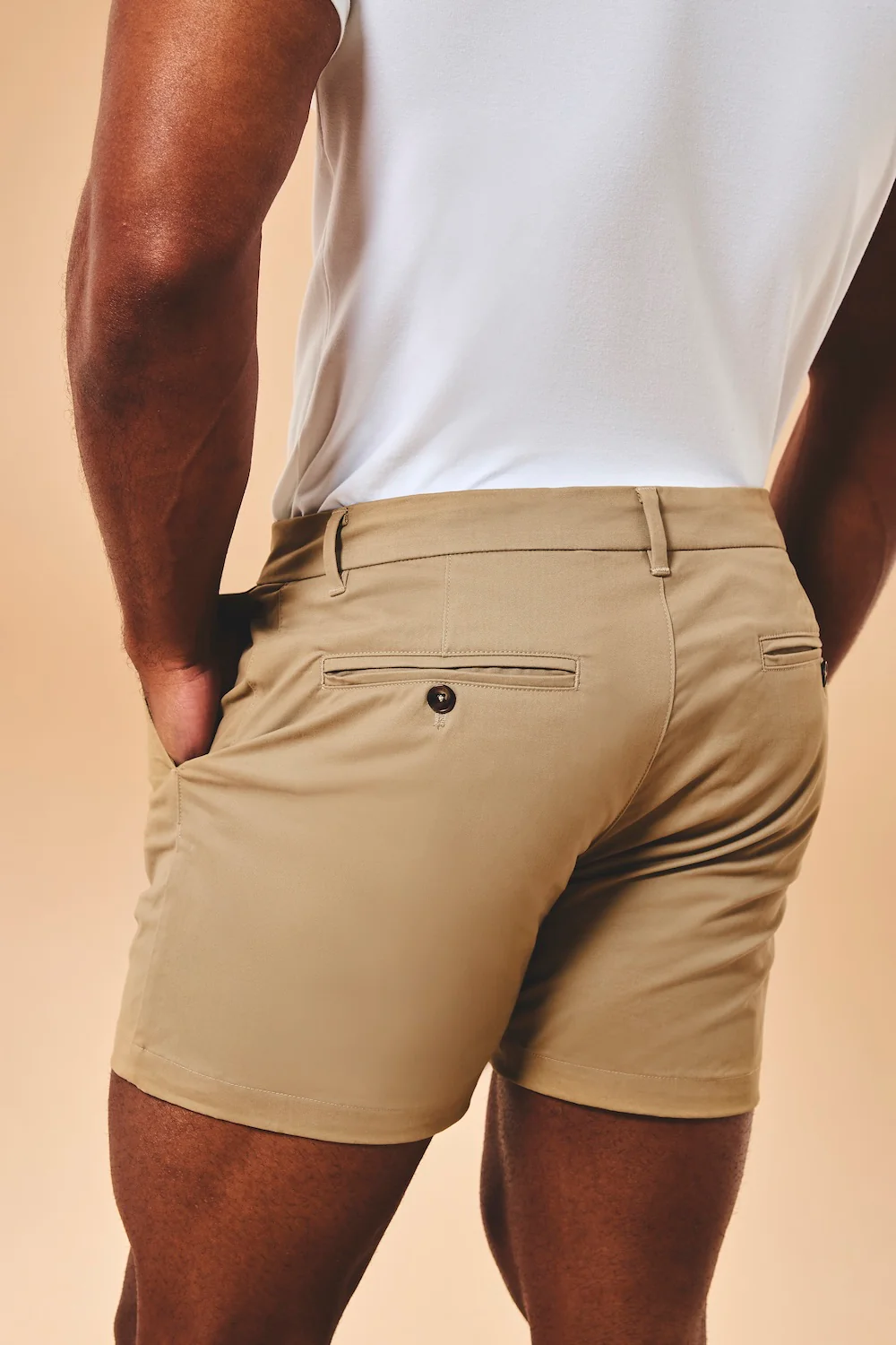Muscle Fit Stretch Chino Shorts-Shorter Length in Dark Stone - Image 6