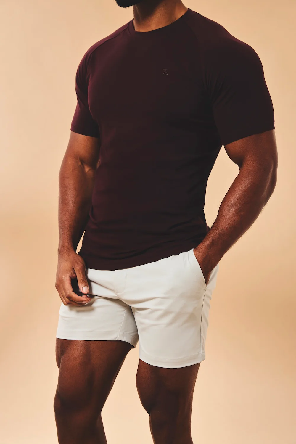 Muscle Fit Stretch Chino Shorts-Shorter Length in Dove Grey - Image 3