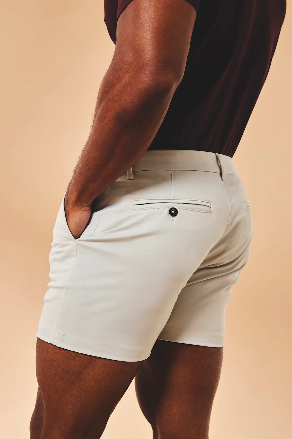 Muscle Fit Stretch Chino Shorts-Shorter Length in Dove Grey - Image 6
