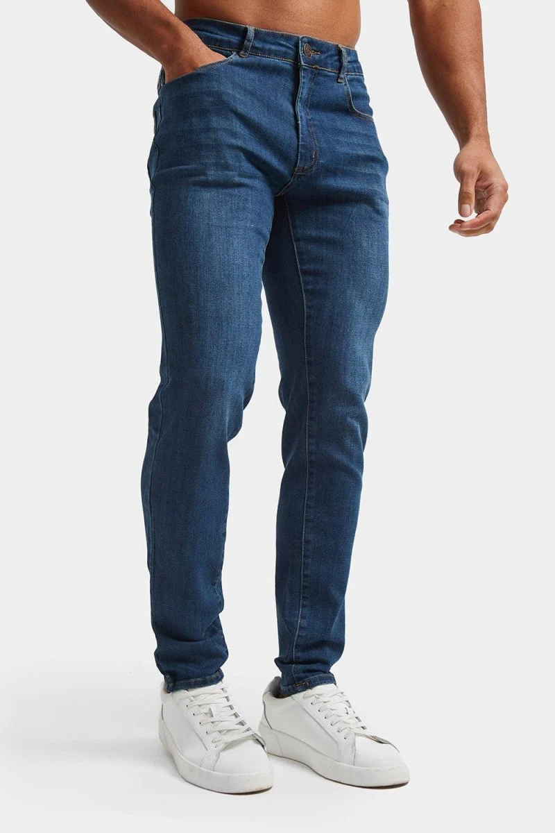 Muscle Fit Jeans in Dark Blue - Image 4