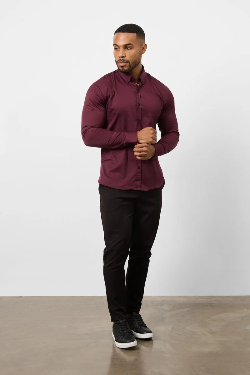 Muscle Fit Signature Shirt 2.0 in Burgundy - Image 5