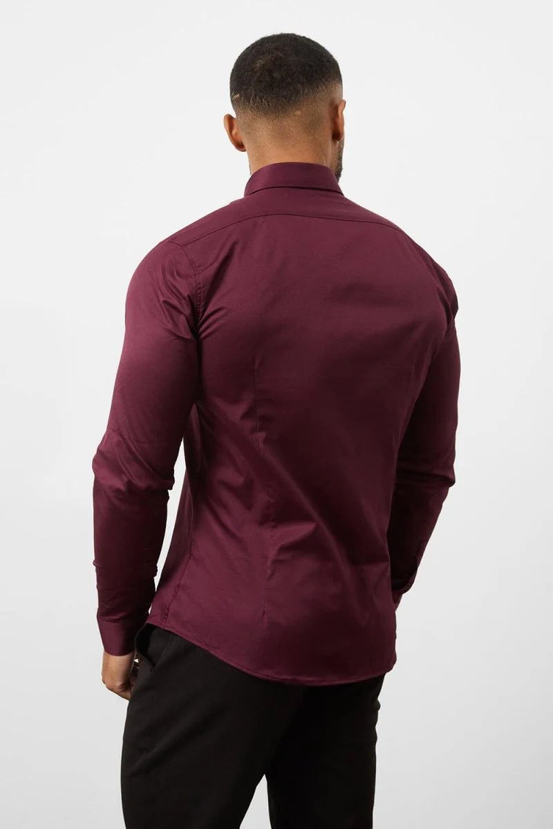 Muscle Fit Signature Shirt 2.0 in Burgundy - Image 6