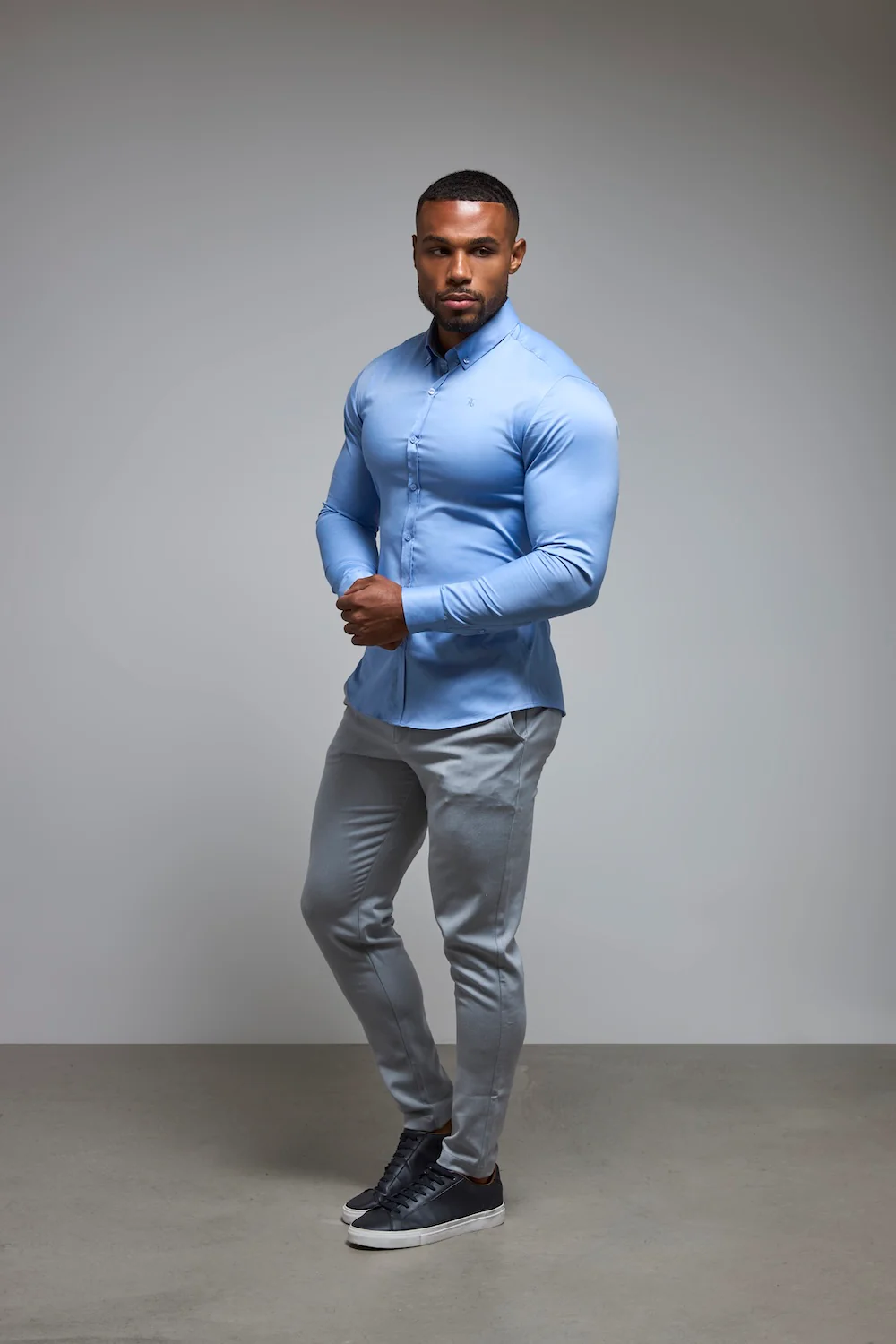 Muscle Fit Signature Shirt in Mid Blue - Image 3