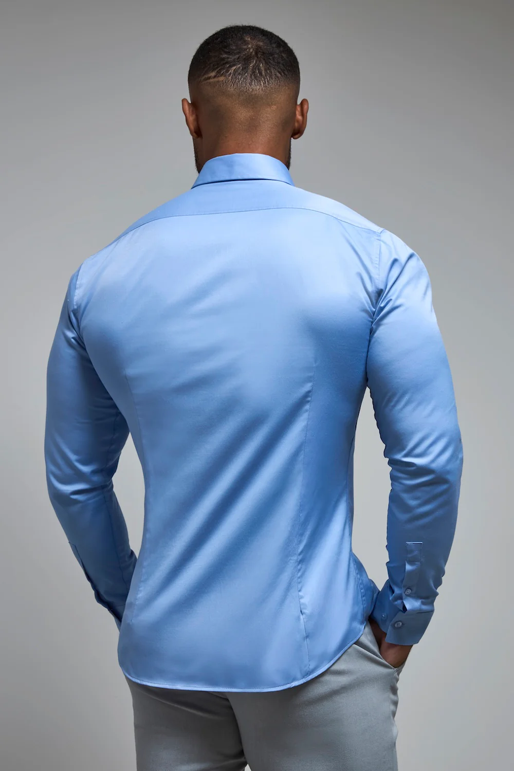 Muscle Fit Signature Shirt in Mid Blue - Image 5