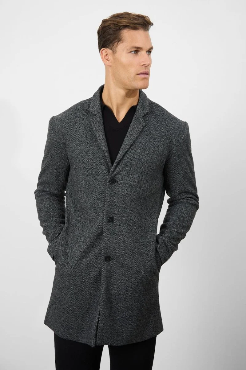 Single Breasted Herringbone Overcoat - Image 3
