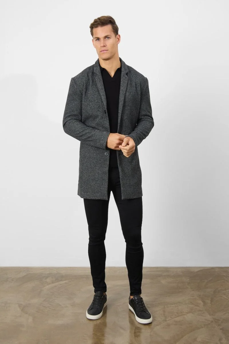 Single Breasted Herringbone Overcoat - Image 4
