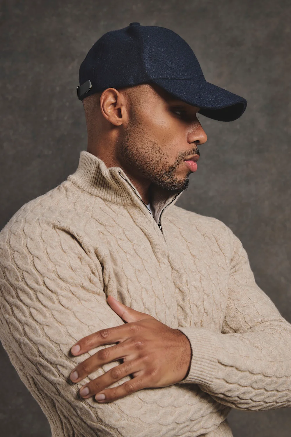 TA Embroidered Baseball Cap in Navy - Image 5