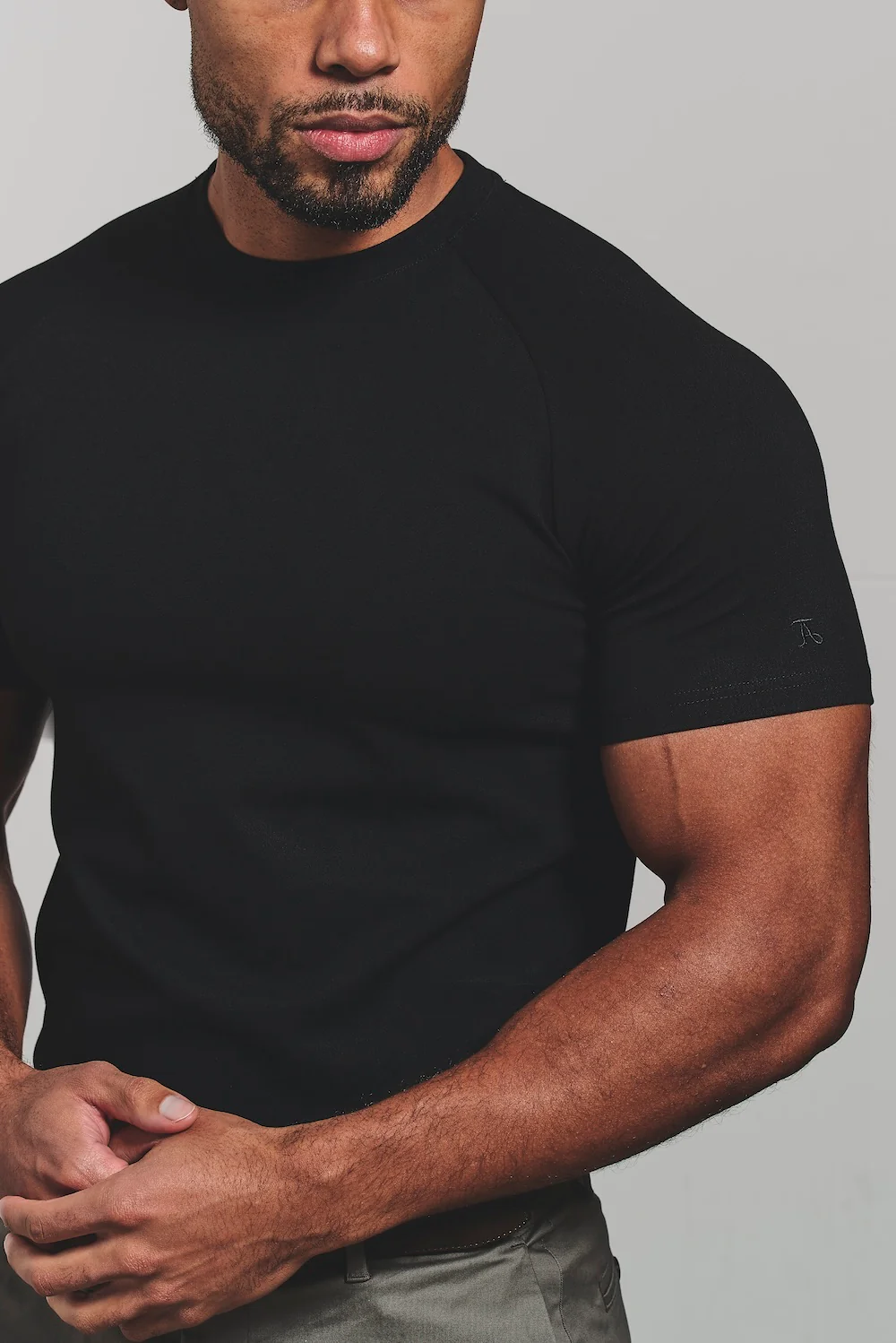 Textured Jersey T-Shirt in Black - Image 4