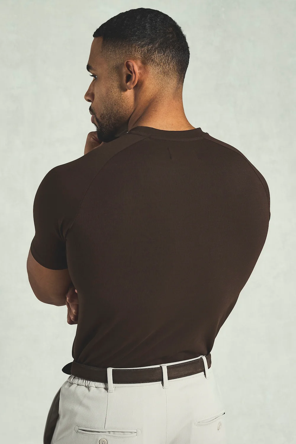 Textured Jersey T-Shirt in Chocolate - Image 5