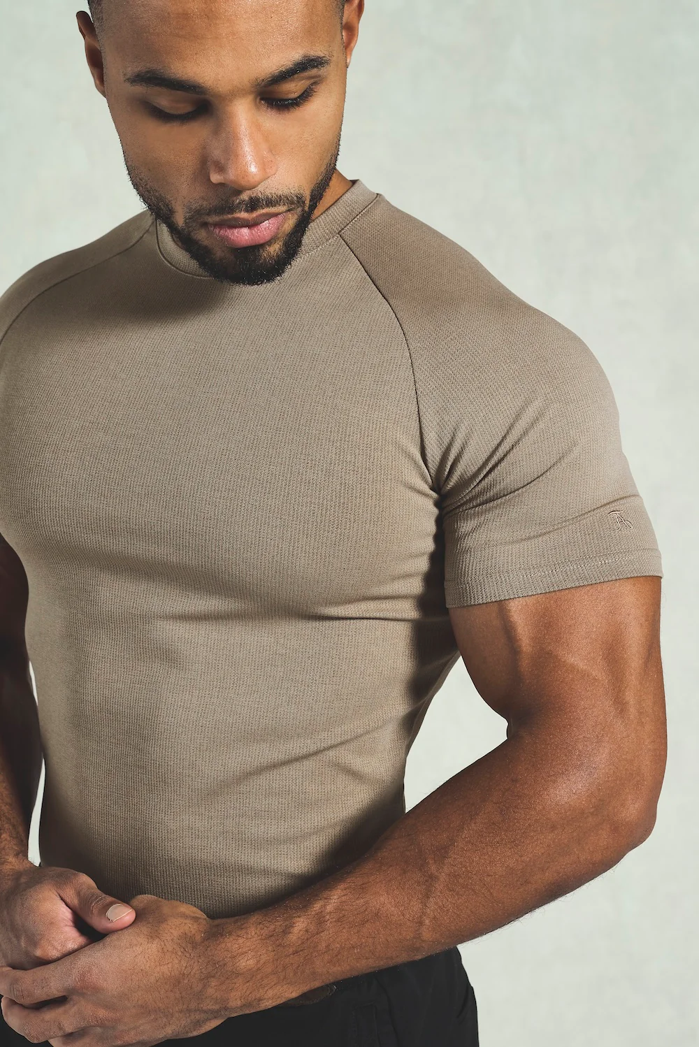 Textured Jersey T-Shirt in Dark Stone - Image 3