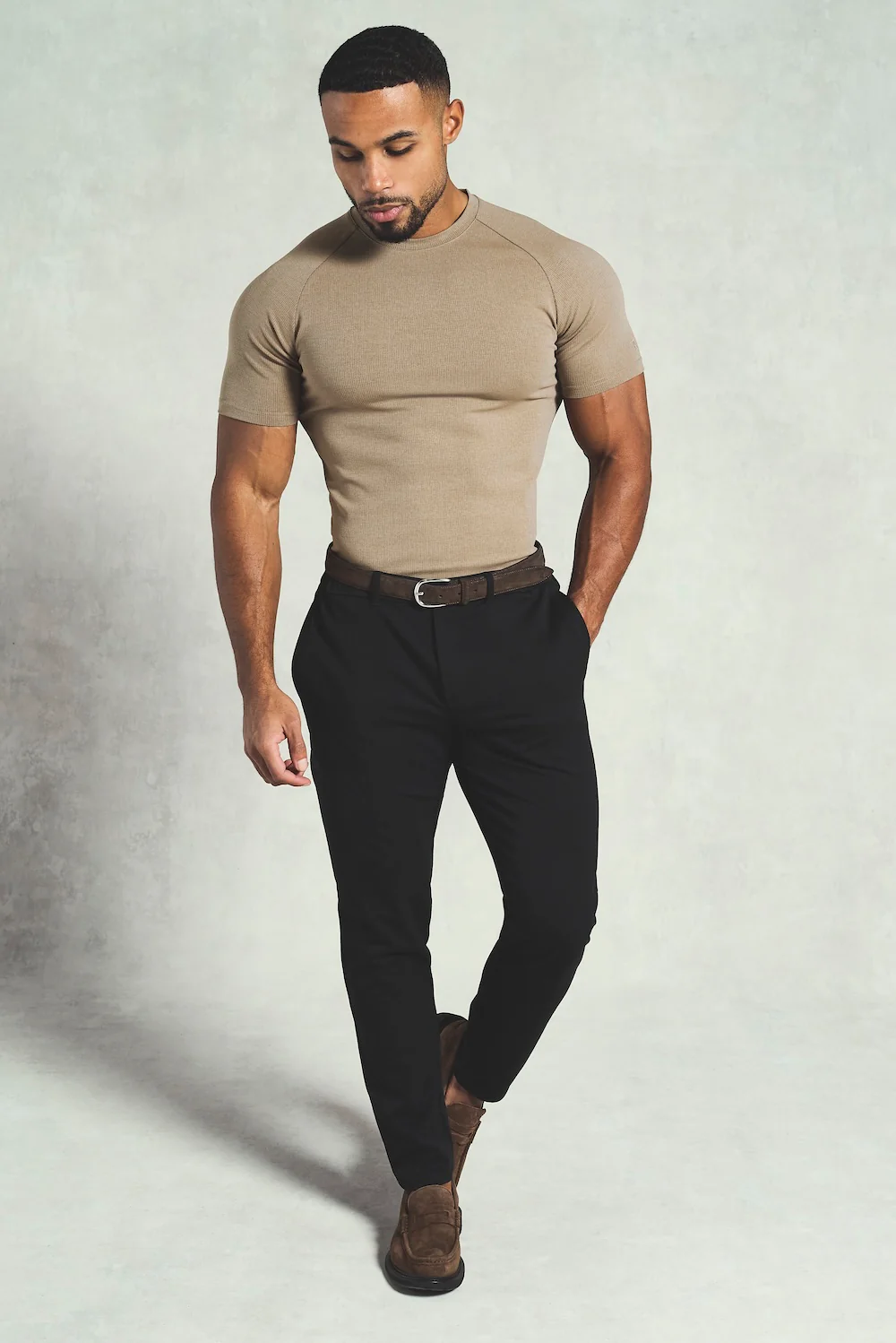 Textured Jersey T-Shirt in Dark Stone - Image 4