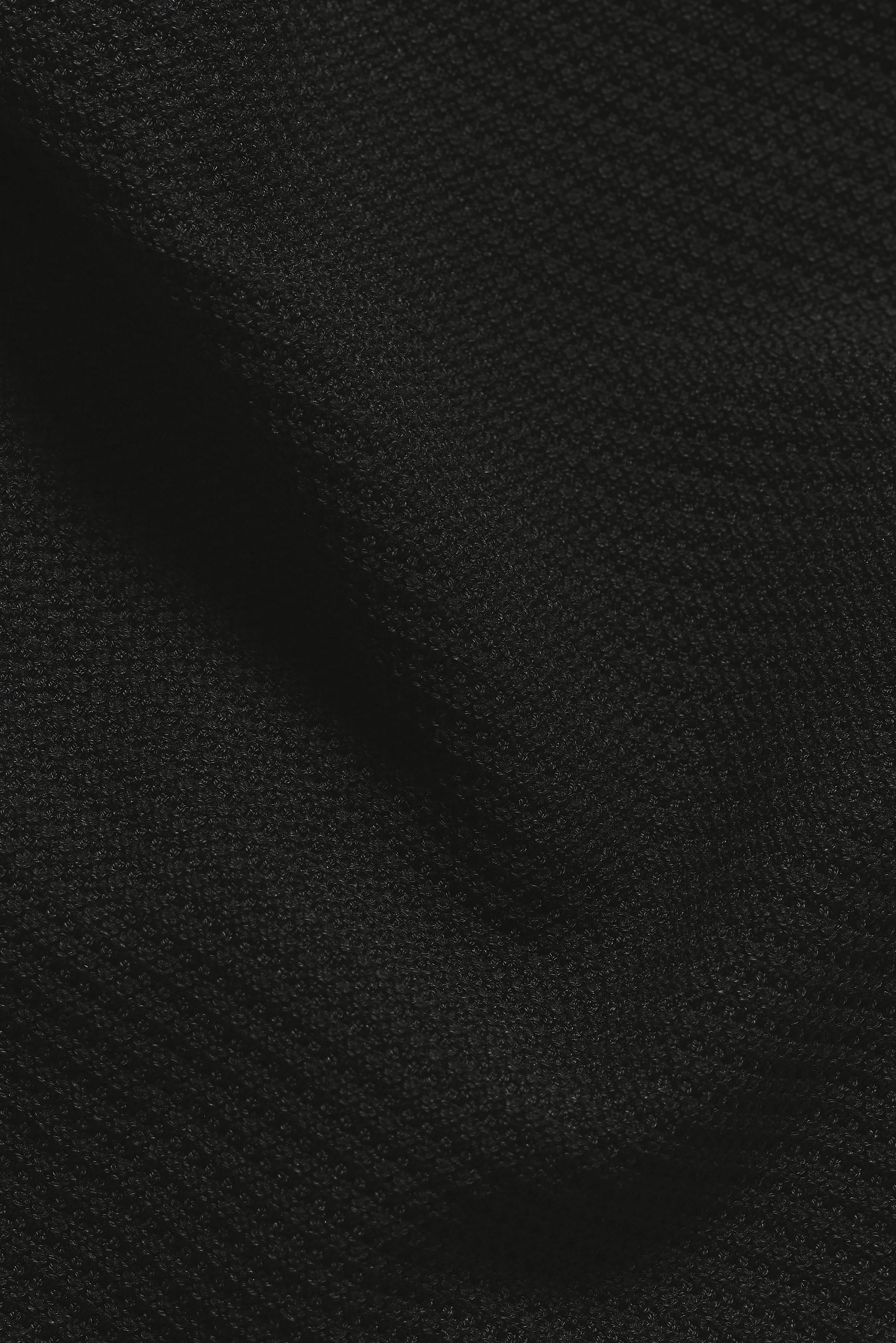 Textured Knitted Open Collar Polo Shirt in Black - Image 8