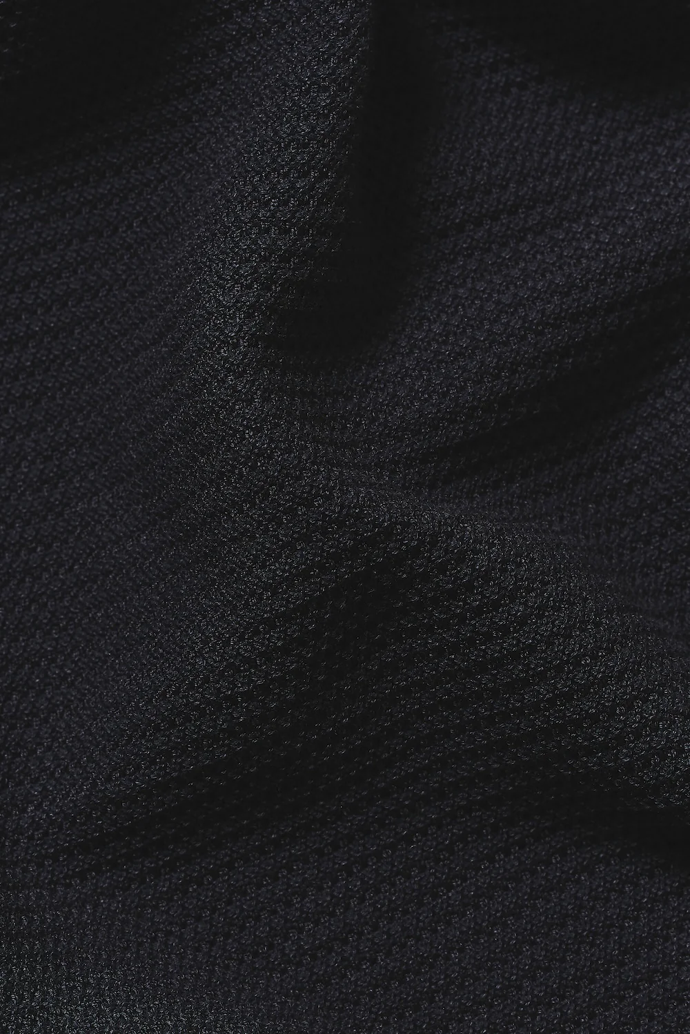 Textured Knitted Open Collar Polo Shirt in Navy - Image 7