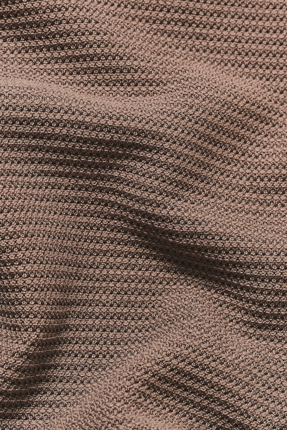 Textured Knitted Open Collar Polo Shirt in Mink - Image 9