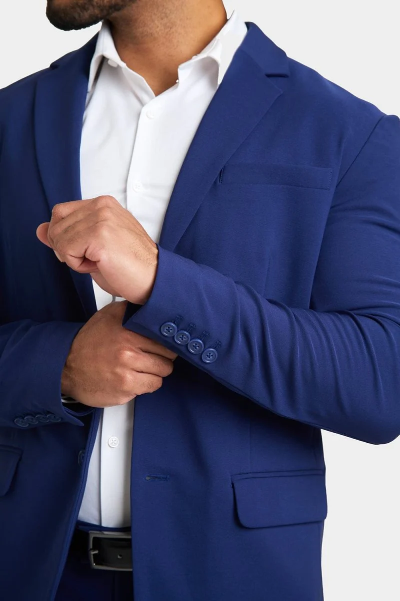 True Muscle Fit Tech Suit Jacket in Ink Blue - Image 3