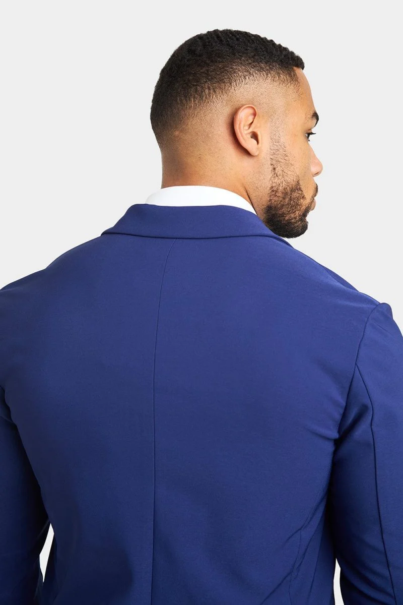 True Muscle Fit Tech Suit Jacket in Ink Blue - Image 6