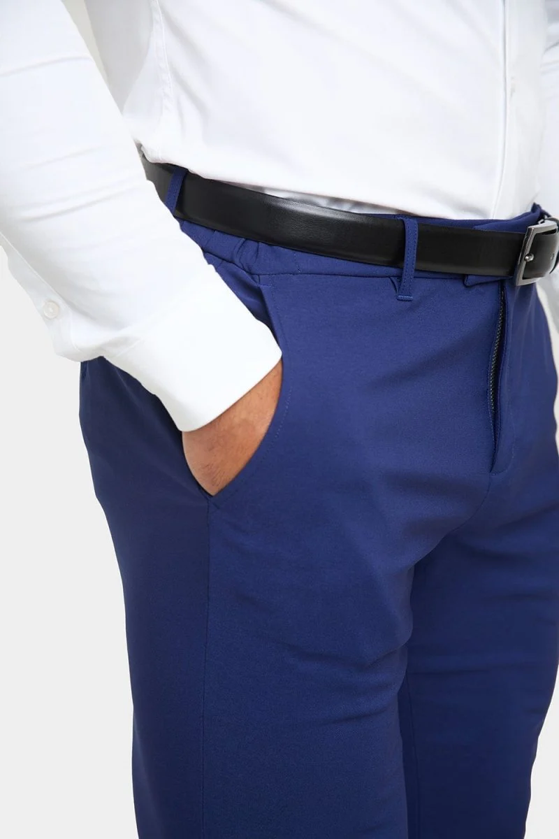 True Muscle Fit Tech Suit Trousers in Ink Blue - Image 3