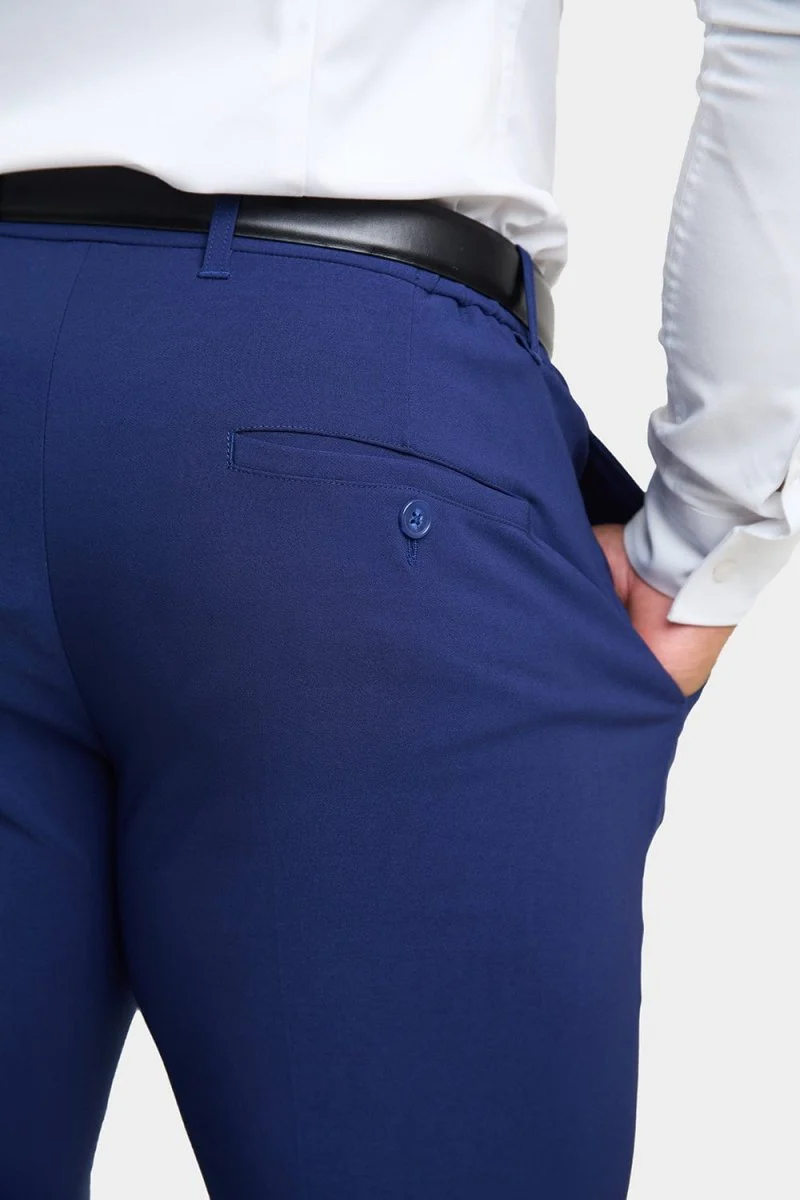 True Muscle Fit Tech Suit Trousers in Ink Blue - Image 6