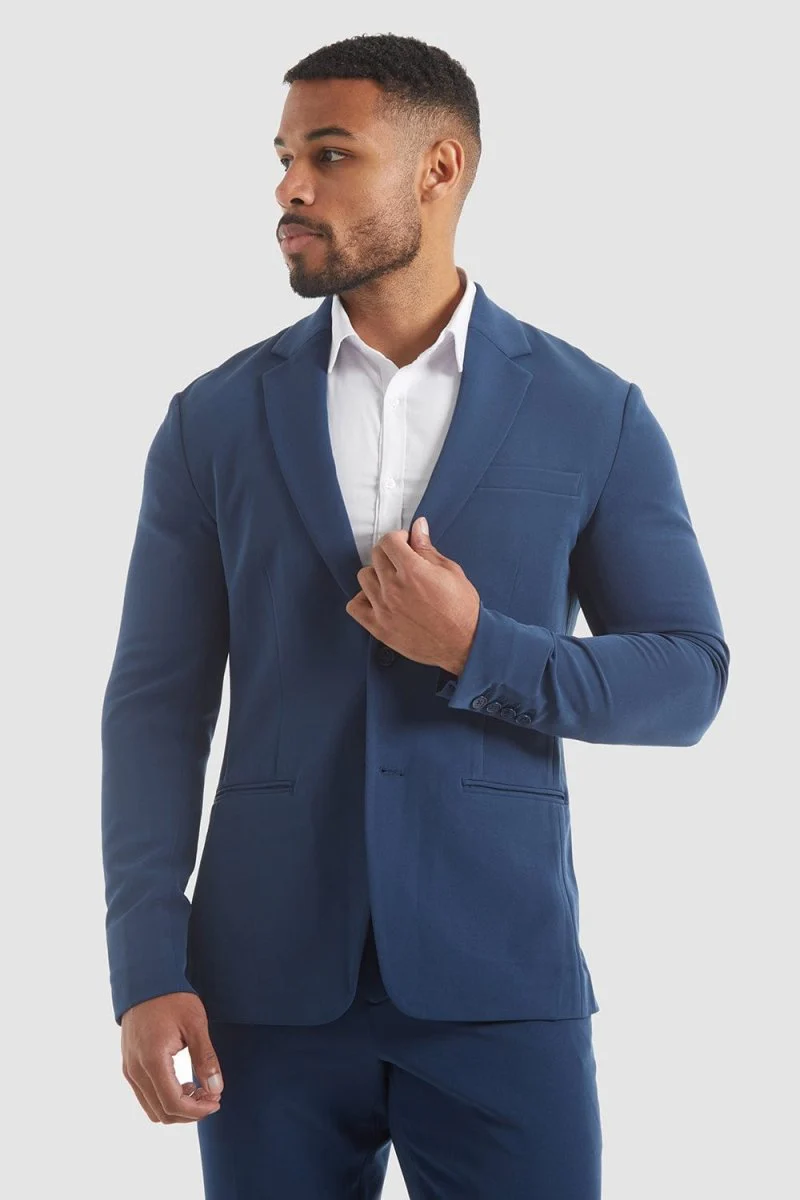 True Muscle Fit Tech Suit Jacket in Navy - Image 5