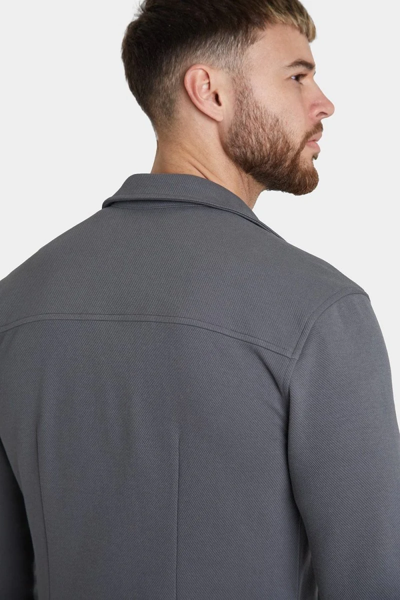 Twill Jersey Shacket in Graphite - Image 7