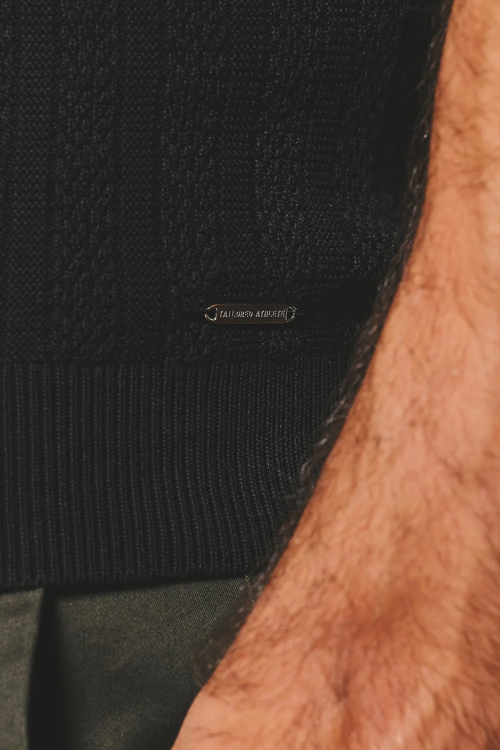 Vertical Stripe Knitted Open Collar Polo Shirt in Black - Image 6