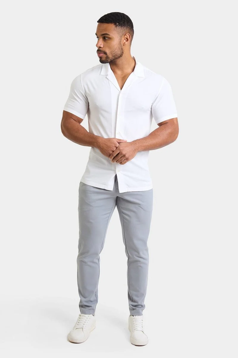Muscle Fit Viscose Shirt in White - Image 5