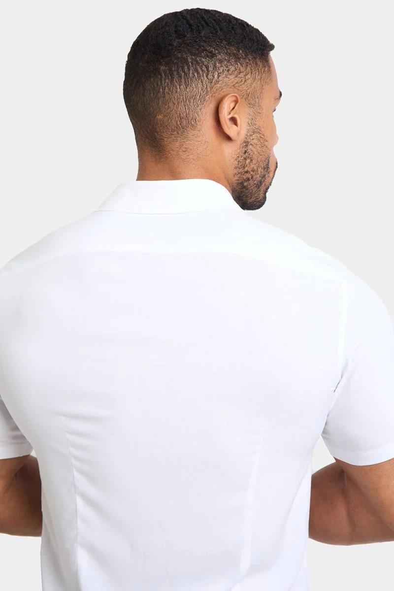 Muscle Fit Viscose Shirt in White - Image 6