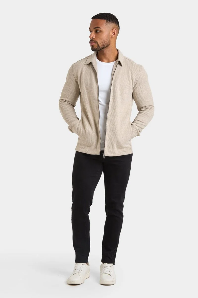 Zip Front Shacket in Stone - Image 5